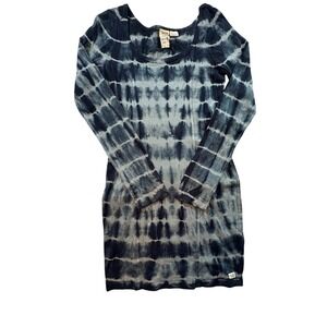 Billabong Long Sleeve Tie Dye Mini Dress Navy Grey JD20V5OP Women's M